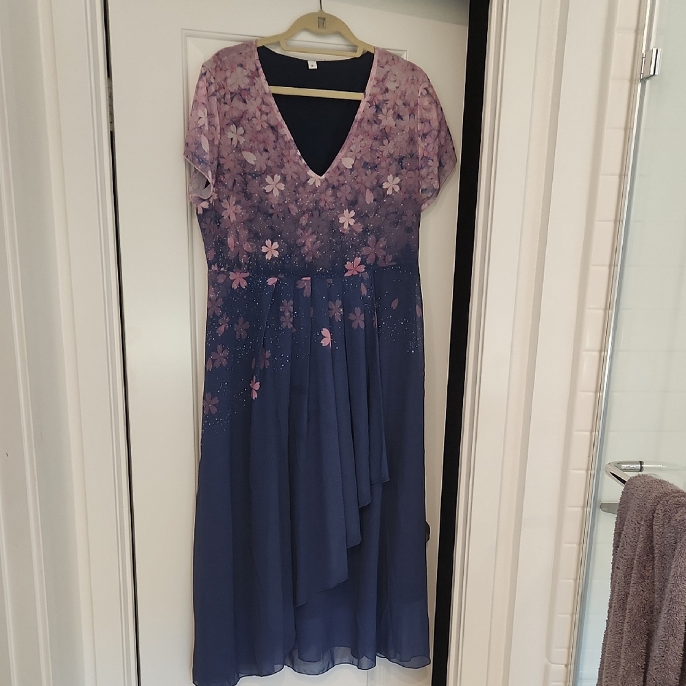 Elegant Purple Floral Dress